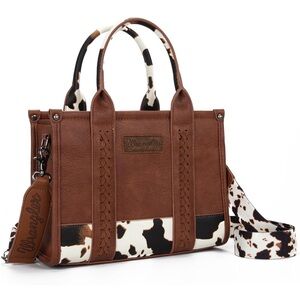 Wrangler Cowhide Pattern Brown Tote